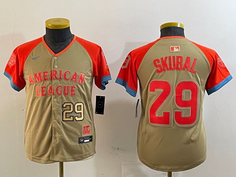Youth Detroit Tigers 29 Skubal Brown All star 2024 Nike MLB Jersey style 2